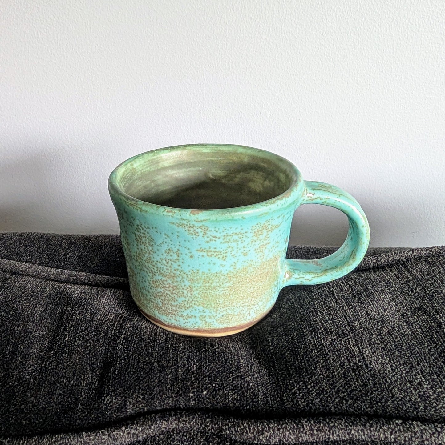 Turquoise speckled mug